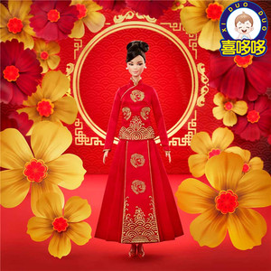 设计师郭培珍藏版芭比娃娃中国风刺绣汉服公主结婚生日高档礼品物