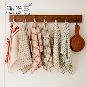 缝物语日式格子亚麻棉布艺餐布餐巾垫便当布咖啡馆美食拍照
