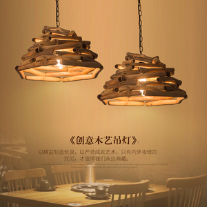 美式乡村复古实木吊灯创意怀旧酒吧吧台餐厅漫咖啡厅服装烤鱼店灯
