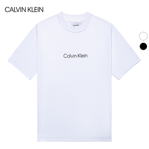 美国CK CALVIN KLEIN男圆领宽松短袖胸前印花logo纯色休闲T恤情侣