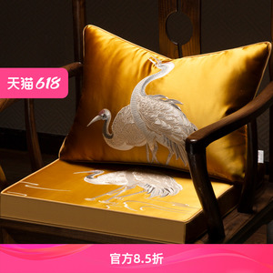 中式刺绣红木沙发座垫防滑中国风圈椅太师椅坐垫乳胶加厚椅垫定做