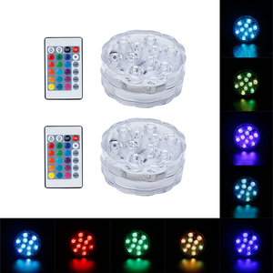 遥控电池LED潜水彩灯鱼缸照明装饰防水灯光假山水池变色七彩灯