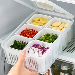 厨房葱姜蒜收纳盒冰箱冷冻分格专用备菜密封盒葱花水果沥水保鲜盒