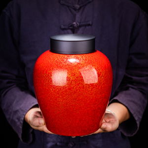 漆器茶具大漆创意茶叶罐家用白茶罐储存罐纯手工大漆陶瓷密封罐