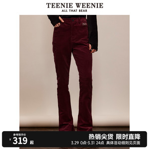 TeenieWeenie小熊春装复古时髦酷飒灯芯绒马蹄裤长裤子女