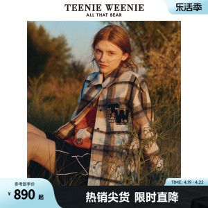 TeenieWeenie小熊冬季复古格纹毛呢呢子大衣外套小个子韩系好看女