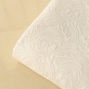 白色双层涤棉提花织花布料浮雕立体凸面花纹重磅提花服装面料