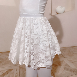 舞蹈纱裙一片式芭蕾舞裙半身裙幼儿白色练舞蕾丝裙女童中国舞舞裙