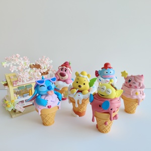 6款大明星冰淇淋盲盒公仔桌面摆件女礼物玩偶草莓熊史迪仔丑鱼