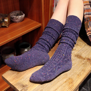 秋冬堆堆袜日系羊毛袜子女复古中筒袜韩国学院风毛线袜小腿高筒袜