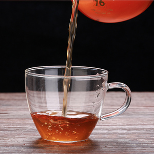 耐热玻璃小杯 办公家用茶杯套装防烫有把带柄绿茶功夫茶具 品茗杯