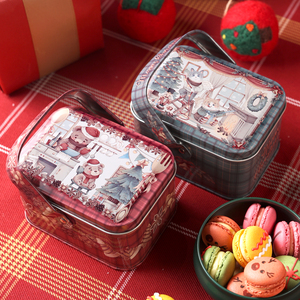 圣诞节礼物盒小糖果罐手提创意马口铁盒伴手礼曲奇饼干包装盒子空