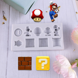 游戏系列翻糖蛋糕硅胶模具DIY手工卡通超级玛丽小蘑菇硅胶巧克力