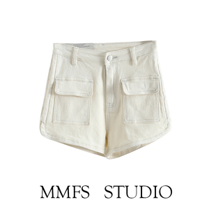 MMFS法国外贸出口原单尾货女装显大长腿翘臀水洗牛仔短裤热裤夏装