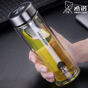 希诺双层玻璃杯男女士大容量带茶隔防爆耐热耐高温加厚泡茶水晶子