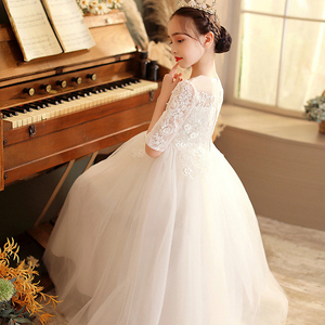 大童钢琴演出服主持人艺考服装女端庄大气花童婚礼小提琴生日礼服