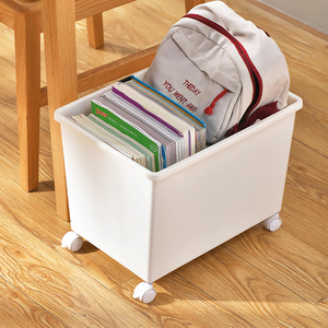书包收纳盒带滑轮桌下整理储物箱教室书本神器书籍筐可移动置物架