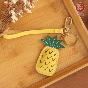 MR龙骧羊皮菠萝原创设计真皮纯手工车钥匙包挂件个性定制挂饰礼物