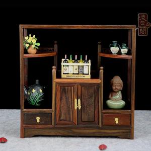 红木雕工艺品仿古中式摆件 微型微缩迷你小家具模型红酸枝茶水柜