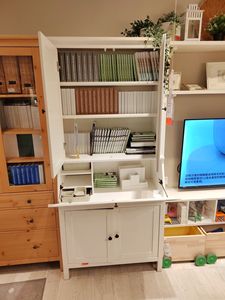 宜家汉尼斯工作桌带拼接件办公收纳创意书桌文件柜电脑桌国内代购