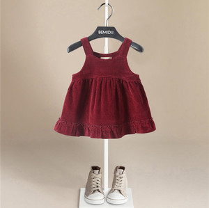 女童美拉德穿搭儿童灯芯绒背带裙婴幼童时髦A字吊带裙丝绒连衣裙