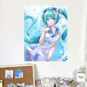 初音未来海报自粘墙贴二次元学生宿舍Miku周边房间贴纸装饰墙壁纸