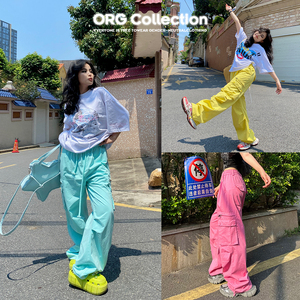 ORG Collection多巴胺彩色裤子美式工装裤女夏季直筒阔腿休闲裤男