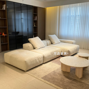 意式极简saba像素沙发磨砂布模块豆腐块真皮沙发客厅直排沙发组合