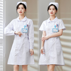 护士服女款长袖夏季白大褂短袖娃娃领药店美容院工作服套装医学生
