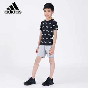 Adidas阿迪达斯男童套装春季新款婴童舒适圆领短袖休闲短裤FM0658