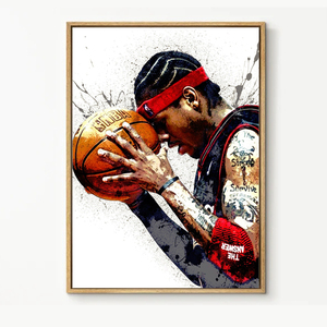 Iverson阿伦艾弗森球衣珍藏版篮球明星海报装饰画有框画挂画墙壁