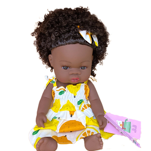 非洲黑人洋娃娃黑人玩偶水果女孩公主裙子软胶洗澡萌娃小儿童礼物
