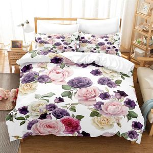 紫色小碎花法式玫瑰花四件套田园1.8m小清新纯棉床单被套床上用品