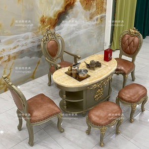 欧式茶桌家用小茶台功夫泡茶实木办公家具客厅美式阳台茶桌椅组合
