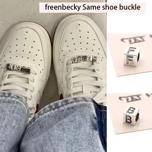 Freenbecky同款鞋带扣字母方块珠Y2K古银大孔字母空军一号鞋扣diy