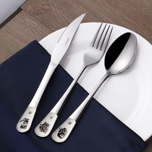 不锈钢牛排刀叉两件套家用刀勺叉三件套装可爱创意成人全套西餐具