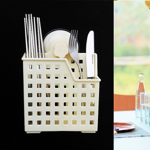 便万家小号塑料吸盘式筷笼厨房餐具勺子挂壁收纳架