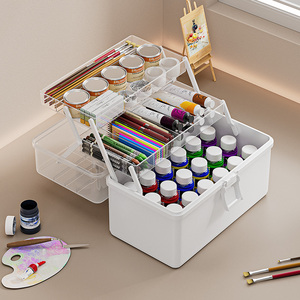 美术生收纳盒多层画画铅笔盒马克笔大笔文具盒素描画笔绘画收纳箱