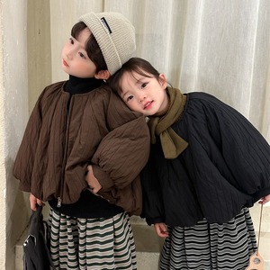 冬季新款儿童坑条纯色棉衣韩版男女童加厚面包服外套宝宝棉袄保暖