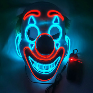 万圣节EL小丑发光面具全脸LED灯条闪光面具舞台氛围表演荧光面罩