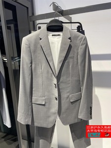 太平鸟男装春季新款灰色西装修身时尚商务正装西服 B1BAB1X24