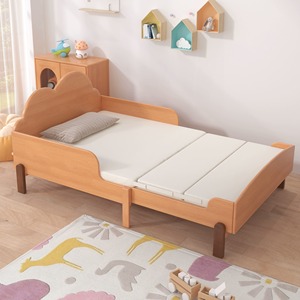 实木伸缩儿童床加宽带护栏拼接床一米1m折叠多功能小户型抽拉床