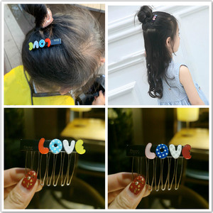 韩国儿童发梳刘海梳防滑插梳碎发卡子亚克力发夹可爱女童边夹头饰