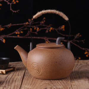 日式柴烧复古纯手工提梁陶壶耐高温电陶炉专用陶瓷壶煮茶壶烧水壶