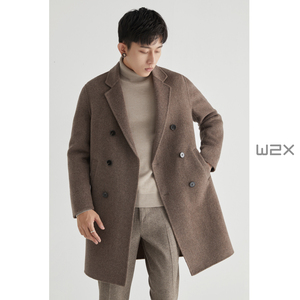 w2x双排扣双面羊驼毛呢子大衣男中长款冬季加厚风衣阿尔巴卡外套