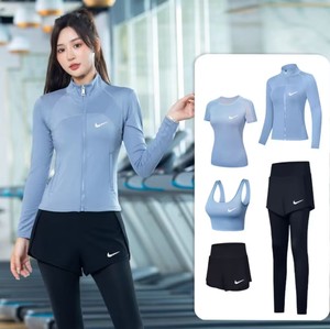 品牌NK短袖瑜伽服套装女高弹紧身速干衣休闲健身跑步运动两件套薄