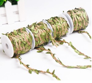 DIY仿真藤条树叶麻绳幼儿园手工蜡线森系环境装饰品编织绿叶绳子