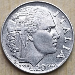 意大利双面人 20分 钱币正反都是人像 品相图三  21mm 硬币钱币