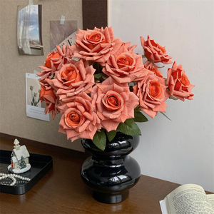 玫瑰仿真假花摆设永生干花花束客厅餐桌房间卧室桌面装饰花艺摆件