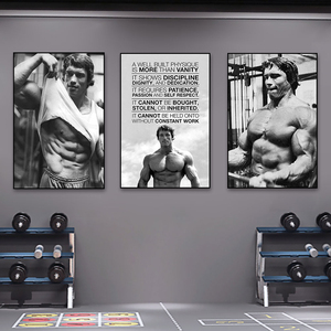 健身房施瓦辛格装饰画拳击馆健美俱乐部肌肉男挂画励志运动壁画